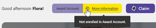 Not Enrolled in Award Account Message