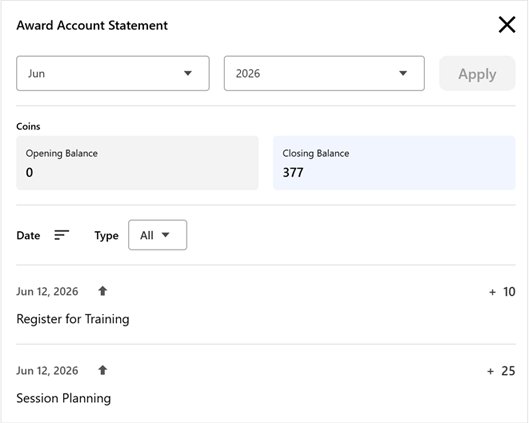 Award Account Statement Example