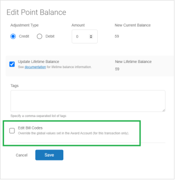 Edit Point Balance Modal