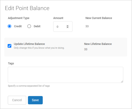 Edit Point Balance Modal