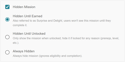 Hidden Mission Options