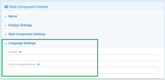 Language Settings in the Web Component Builder