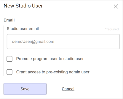 New Studio User Modal