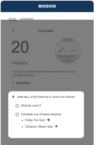 Locked Mission in the Mission's Web Component