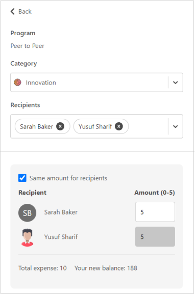 Recognitions Block Form Example