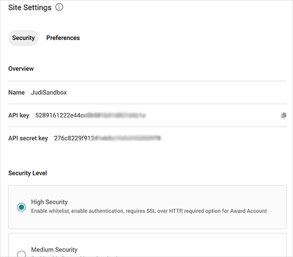Site Settings Security Tab