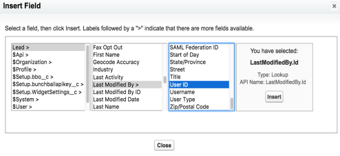 Salesforce Insert Field Screen